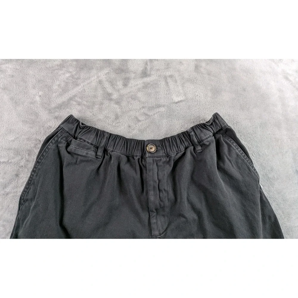 Cove USA Shorts Men 34 Black Faded Canvas Elastic Waist Chino 5